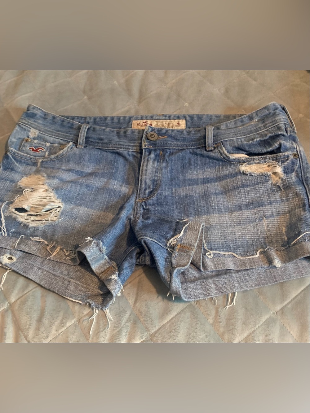 Hollister Distressed Light Blue Denim Shorts